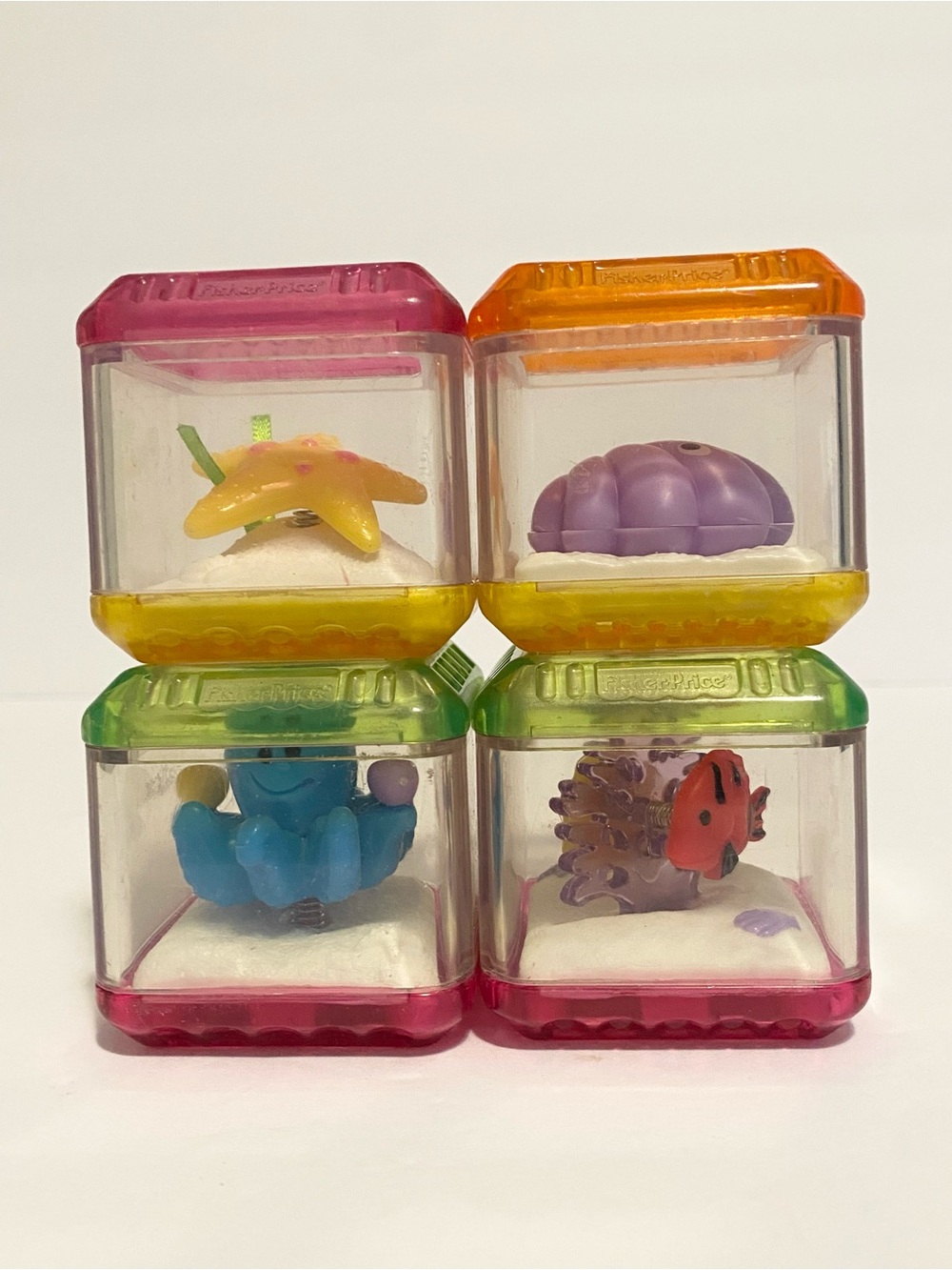Vintage Fisher Price Peek a Boo Blocks Sea Life Ocean Sensory Toys Block Lot